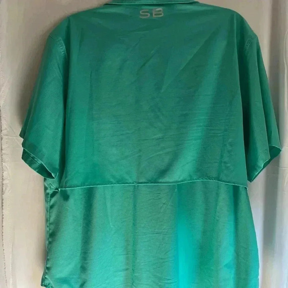 Silver Bait fishing shirt mens L Large blue vented short sleeve polyester button - Picture 2 of 16